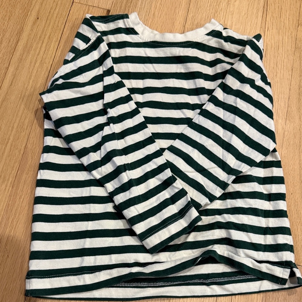 Zara Green and White Striped Shirt